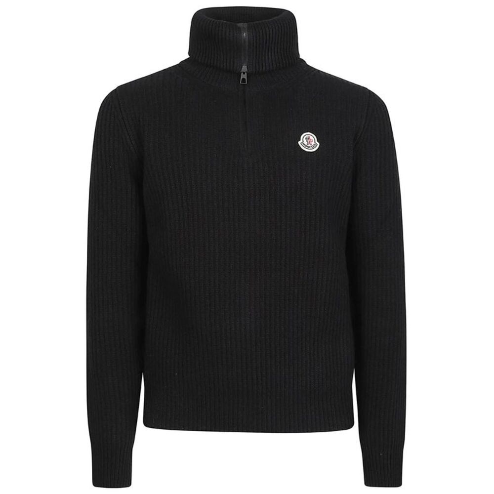 Moncler Men Dolcevita In Lana A Coste Con Logo